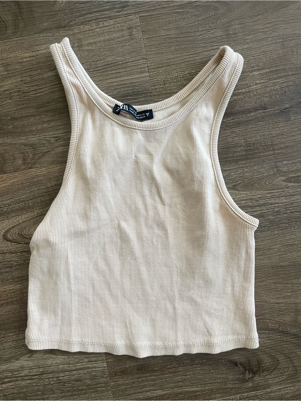 Zara crop Ribbed Tank Top in Light Taupe